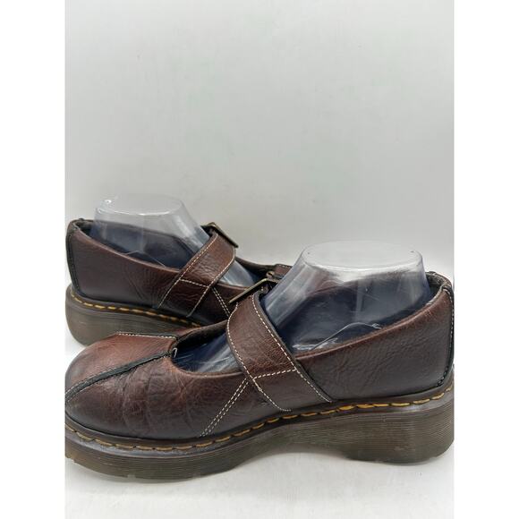 RARE Vtg Dr. Martens Women's 9Brown Leather Daisy Flower ShoesChunky Mary Jane - Picture 7 of 10